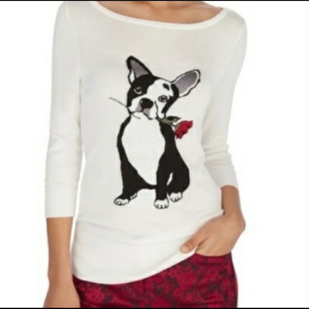 White House Black Market French Bulldog Sweater